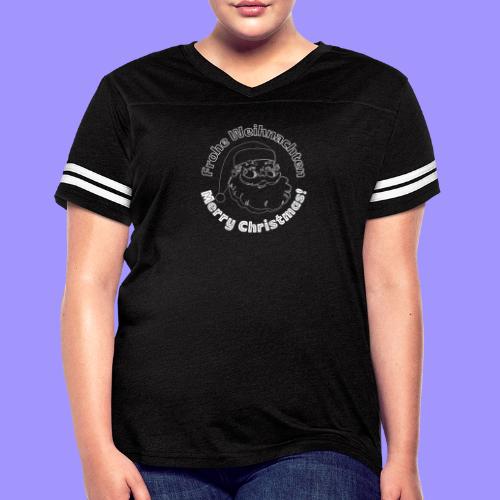 Frohe Weihnachten Merry Christmas Santa Line Art - Women's V-Neck Football Tee