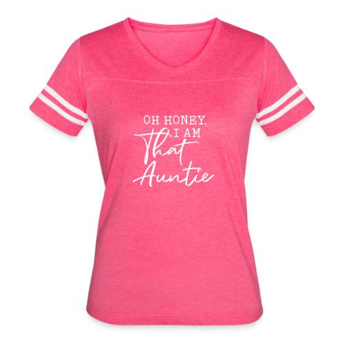 Oh Honey I Am That Auntie - Women's V-Neck Football Tee