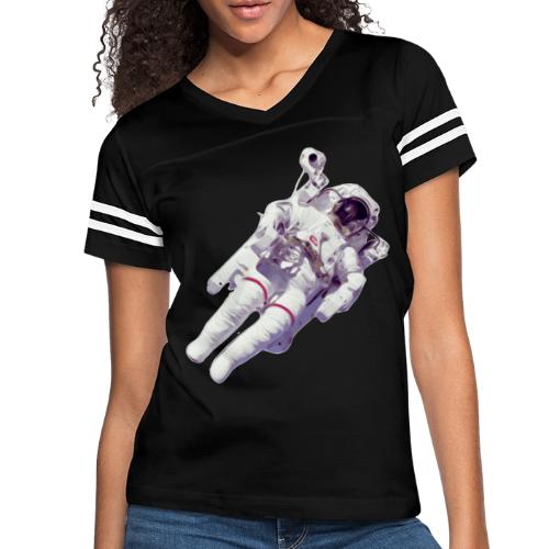 Astronaut floating in space. - Women's V-Neck Football Tee