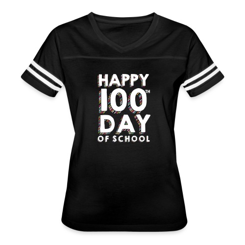 Happy 100th Day of School Sprinkles Teacher Tshirt - Women's V-Neck Football Tee
