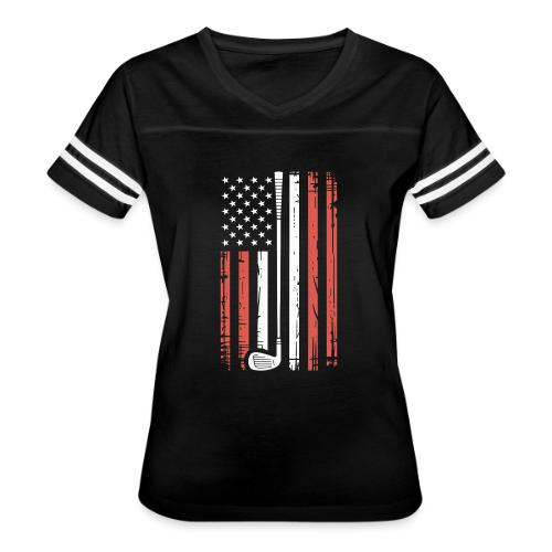 Patriotic Golf T-Shirt | American Flag Golf - Women's V-Neck Football Tee