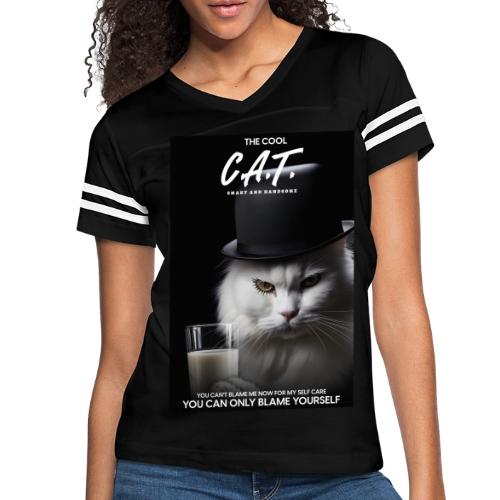 The Cool Cat - Women's V-Neck Football Tee