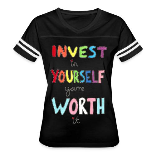 Invest in Yourself you're Worth it - Women's V-Neck Football Tee