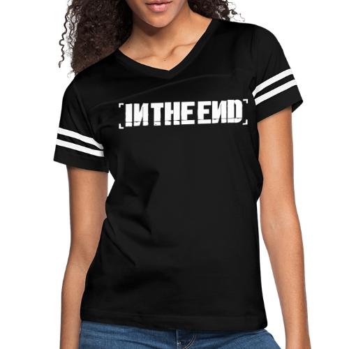 Hybrid Theory Stencil White - Women's V-Neck Football Tee