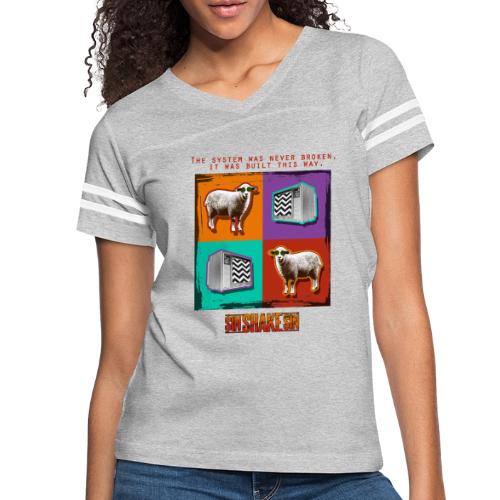 Sheep TV (The System Was Never Broken) - Women's V-Neck Football Tee