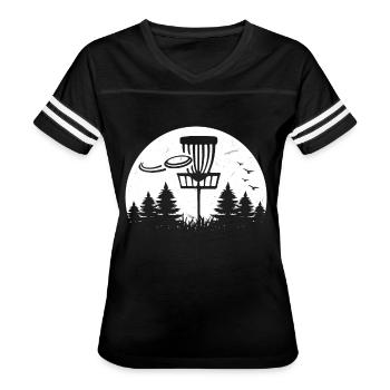 Disc Golf Basket - Disc Golf Player Disc Golf - Women's V-Neck Football Tee - black/white - Front - Danielle (179cm)