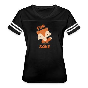 For Fox Sakes | Funny Quotes | Sarcastic Humor - Women's V-Neck Football Tee - black/white - Front - Danielle (179cm)