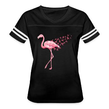 Breast Cancer Flamingo Breast Cancer Awareness - Women's V-Neck Football Tee - black/white - Front - Danielle (179cm)