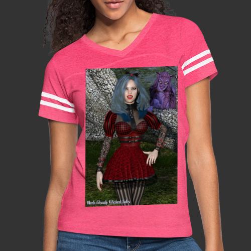 Alicia Abyss with Cheshire Cat Closeup Poster - Women's V-Neck Football Tee