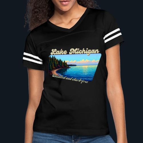 Lake Michigan Unsalted and shark-free - Women's V-Neck Football Tee