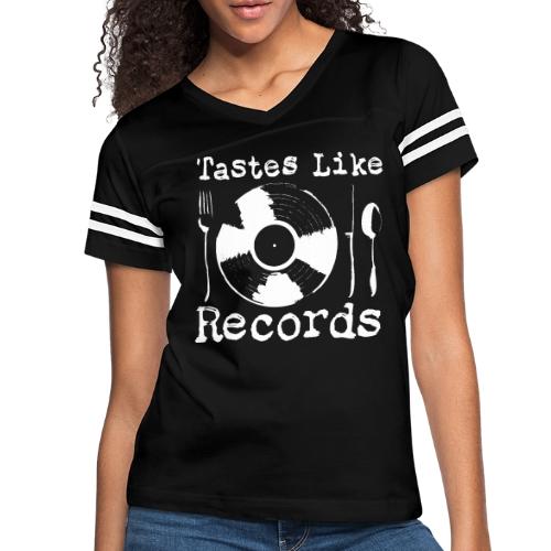 Tastes Like Records White Logo - Women's V-Neck Football Tee
