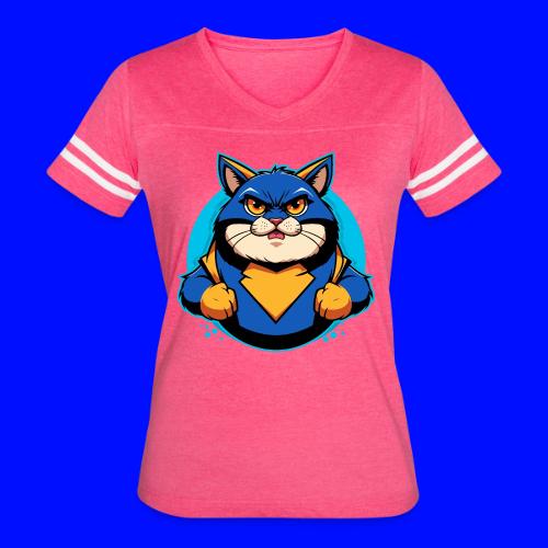 Superhero Cat - Women's V-Neck Football Tee