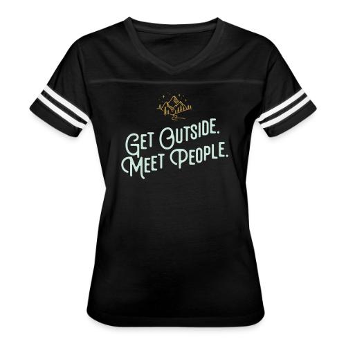 Get Out. Meet People. Reversed - Women's V-Neck Football Tee