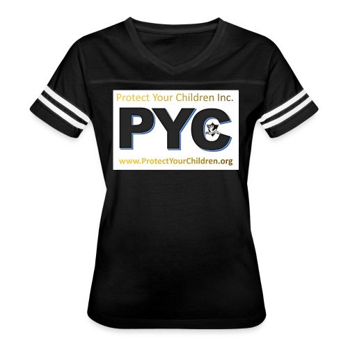 PYC Logo on the front and Happy Kids on the back - Women's Vintage Sports T-Shirt