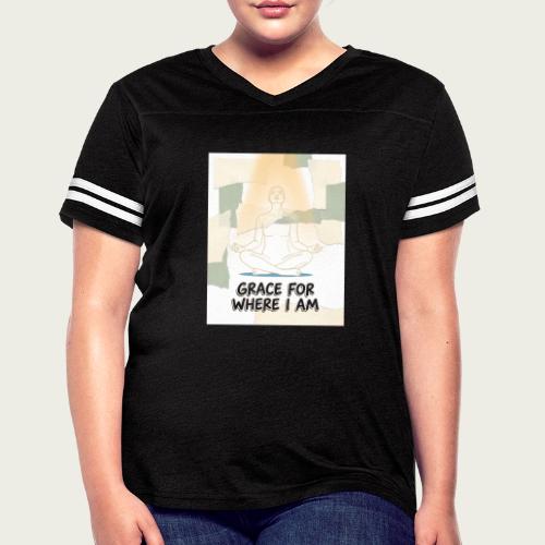 Recovery Mantra Grace for where I am - Women's V-Neck Football Tee