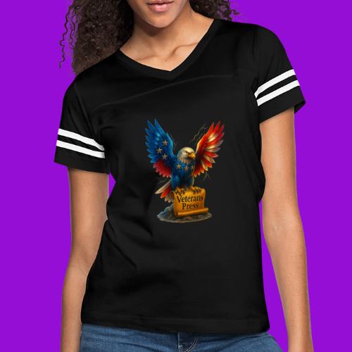 Veterans Press & Bald Eagle Flag 2 Print Set - Women's V-Neck Football Tee