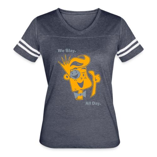We Slay All Day Shiny Shirt Metallic Silver & Gold - Women's V-Neck Football Tee