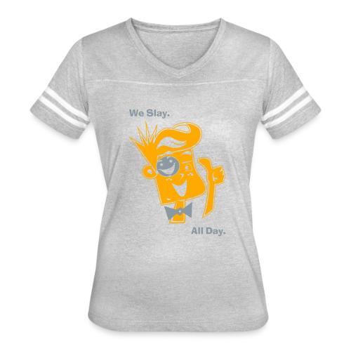 We Slay All Day Shiny Shirt Metallic Silver & Gold - Women's V-Neck Football Tee