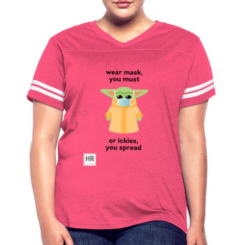 Baby Yoda (The Child) says Wear Mask - Women's Vintage Sports T-Shirt