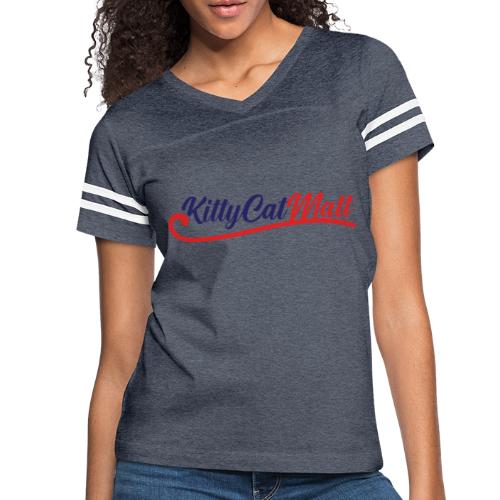 KittyCatMatt Cursive Logo - Women's V-Neck Football Tee