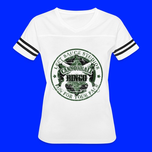 Vintage Cannonball Bingo Badge Dark Green - Women's V-Neck Football Tee