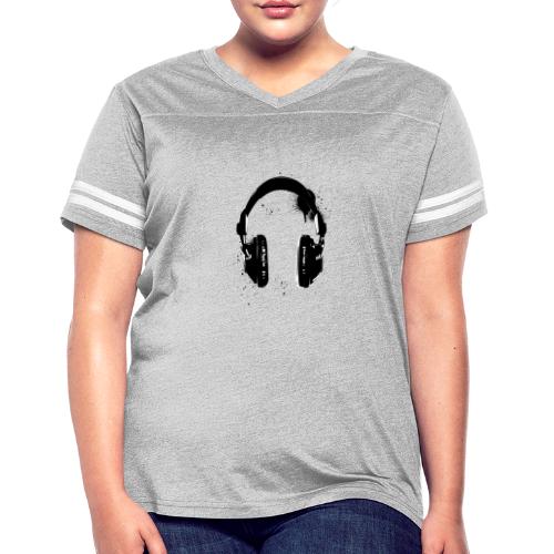 Headphones - Women's V-Neck Football Tee