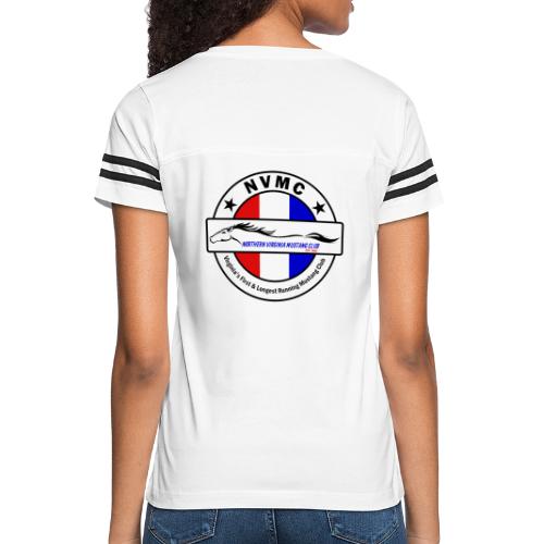 Circle logo on white with black border - Women's V-Neck Football Tee