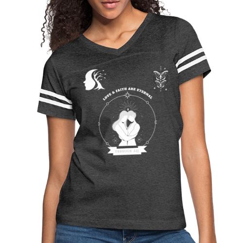 Love & Faith - Women's V-Neck Football Tee