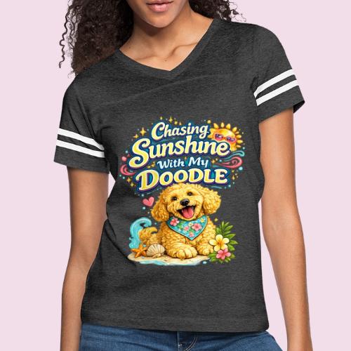 Chasing Sunshine With My Doodle - Women's V-Neck Football Tee