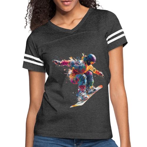 Snowboarding: Frozen Flight - Women's V-Neck Football Tee