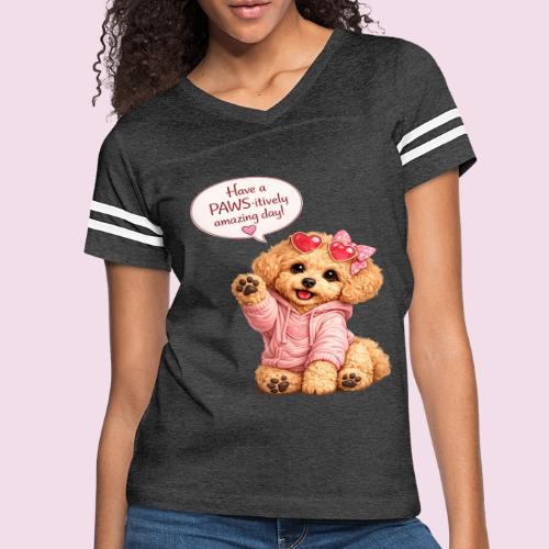 Have a PAWS-itively Amazing Day - Women's V-Neck Football Tee