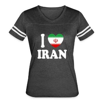 I Love Iran - Women's V-Neck Football Tee - vintage smoke/white - Front - Danielle (179cm)