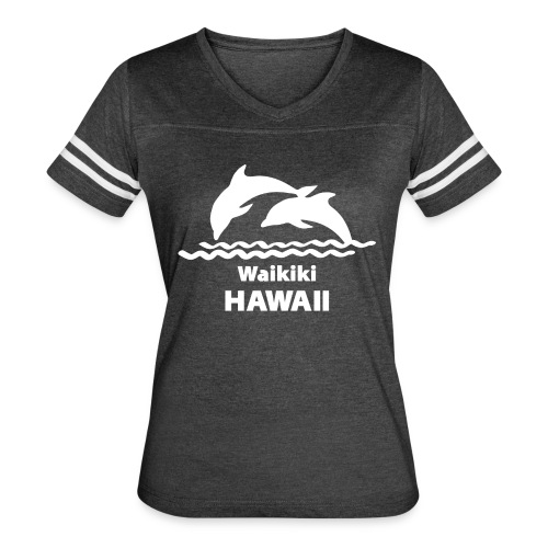 Waikiki Hawaii Dolphins Souvenirs Gifts Vacation - Women's V-Neck Football Tee