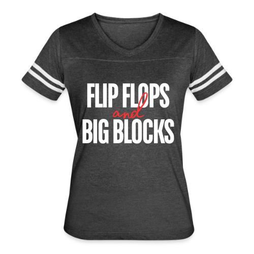 Flip Flops & Big Blocks - Women's V-Neck Football Tee