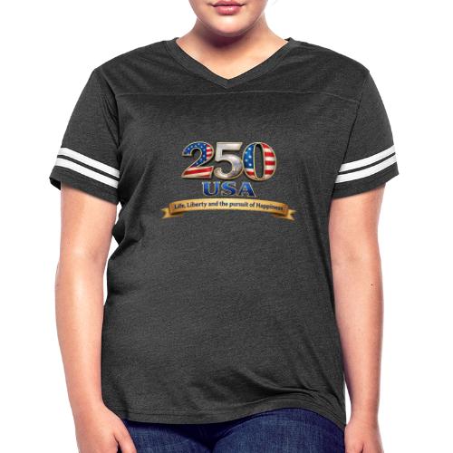 250 USA Liberty Banner - Women's V-Neck Football Tee