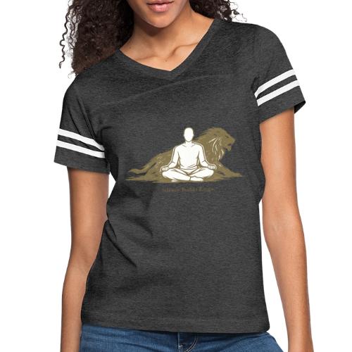 Silence Builds Kings Meditation Lion - Women's V-Neck Football Tee