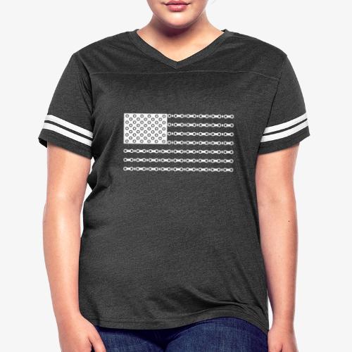Bicycle Chain American Flag - Women's V-Neck Football Tee