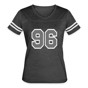 Number 96 - Women's V-Neck Football Tee - vintage smoke/white - Front - Danielle (179cm)