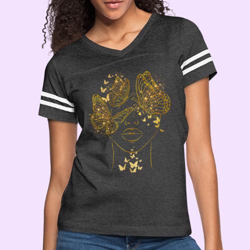 Queen Of Butterflies - Goddess Design - Women's V-Neck Football Tee