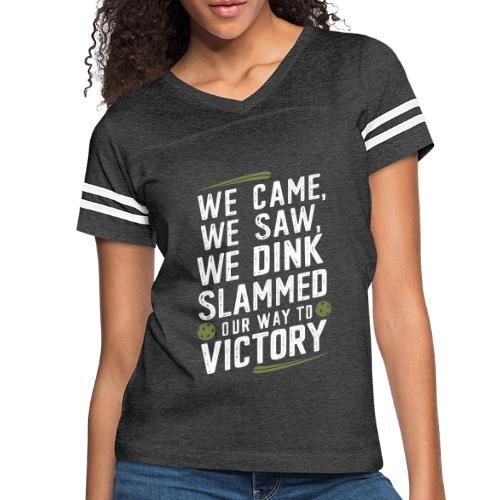 Dink Your Way to Victory! Funny Pickleball Design - Women's V-Neck Football Tee