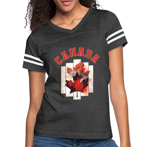Heart of Canada Art - Women's V-Neck Football Tee