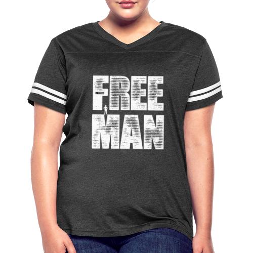 FREE MAN - White Graphic - Women's Vintage Sports T-Shirt