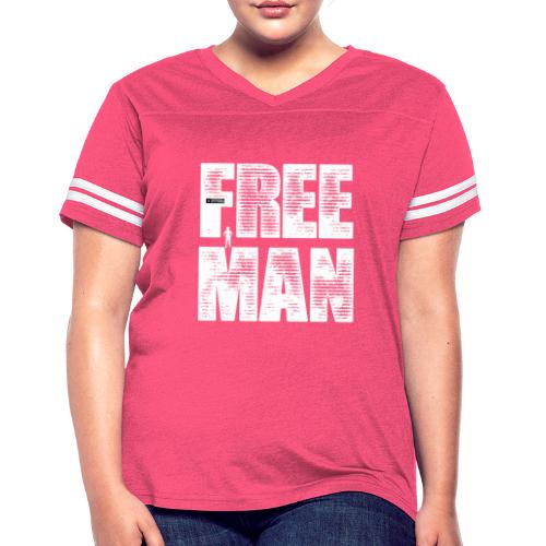 FREE MAN - White Graphic - Women's Vintage Sports T-Shirt