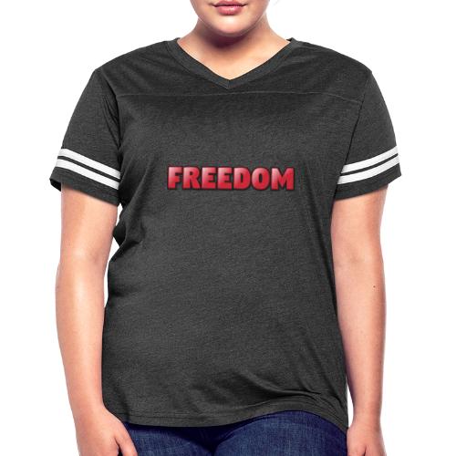Freedom Bold 3D Word Art Design - Women's V-Neck Football Tee