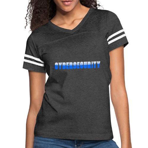 Cybersecurity Word Art Design - Women's V-Neck Football Tee