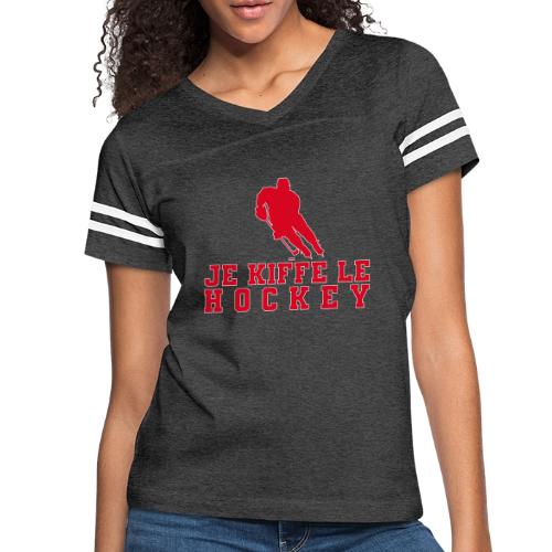 I love hockey - Women's V-Neck Football Tee