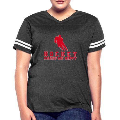 Hockey makes me happy - Women's V-Neck Football Tee