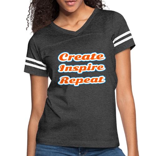 Create, Inspire, Repeat — Artist Life Script - Women's V-Neck Football Tee