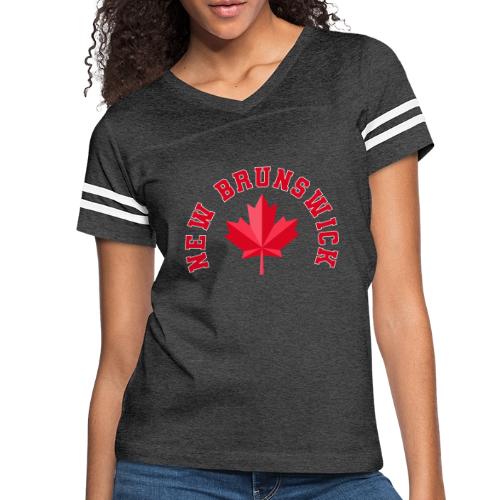 New Brunswick with maple leaf - Women's V-Neck Football Tee