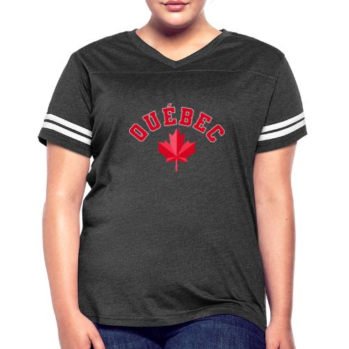 Quebec with maple leaf - Women's V-Neck Football Tee